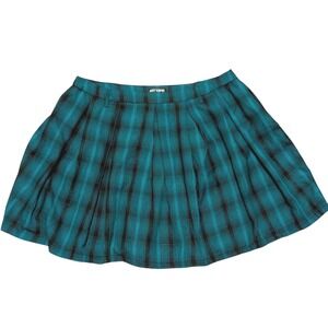 Hot Topic Mini Skirt Womens‎ XL Aqua Teal Black Plaid Vintage 00s Y2K Schoolgirl